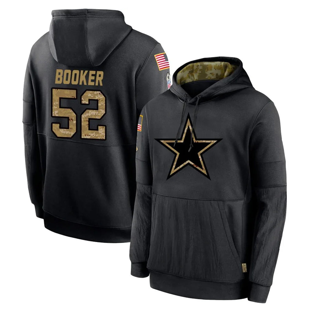Johmsee D.Cowboys #52 Tyler Booker Player Black Salute to Service Pullover Hoodies Limited Stitched Jerseys