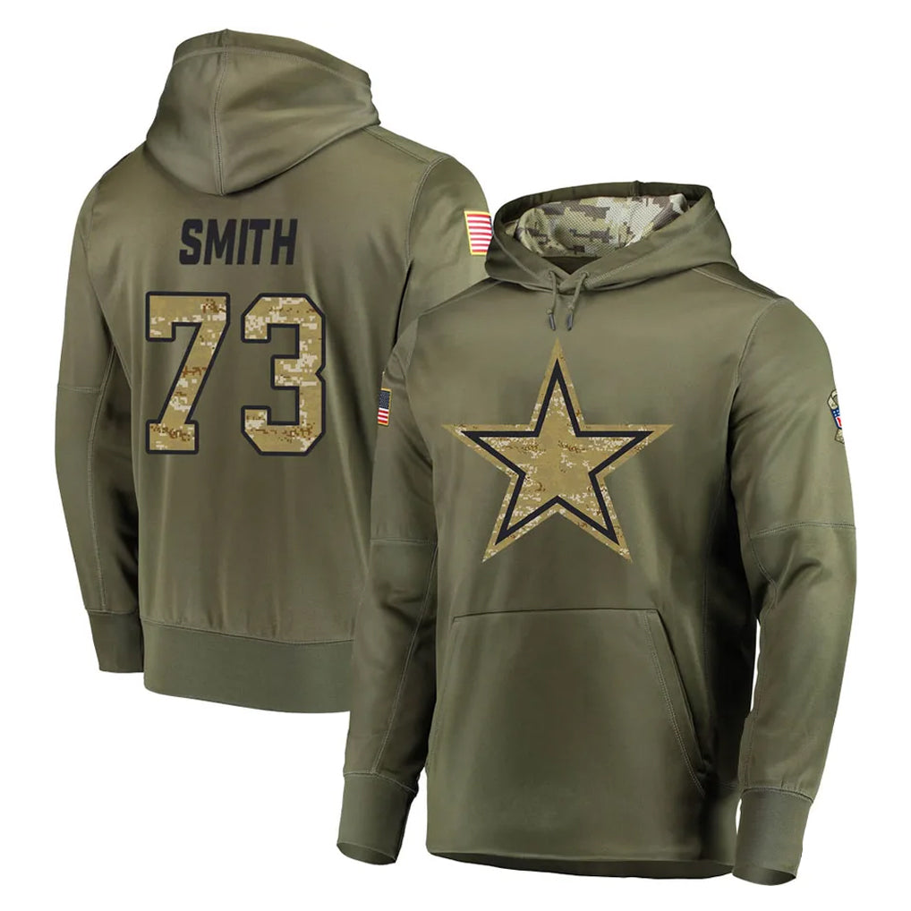 Johmsee D.Cowboys #73 Tyler Smith Player Olive Salute to Service Pullover Hoodies Home Game Stitched Jerseys