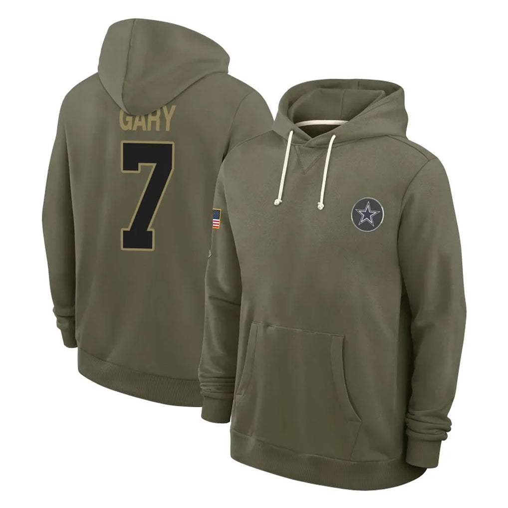 Johmsee D.Cowboys #7 Rashan Gary Player Olive Salute to Service Pullover Hoodies Limited Stitched Jerseys