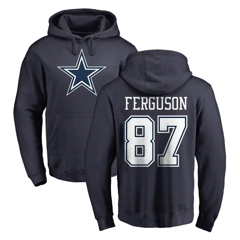 Johmsee D.Cowboys #87 Jake Ferguson Player Navy Pullover Hoodies Limited Stitched Jerseys