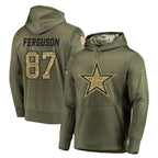 Johmsee D.Cowboys #87 Jake Ferguson Player Olive Salute to Service Pullover Hoodies Home Game Stitched Jerseys