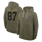 Johmsee D.Cowboys #87 Jake Ferguson Player Olive Salute to Service Pullover Hoodies Limited Stitched Jerseys