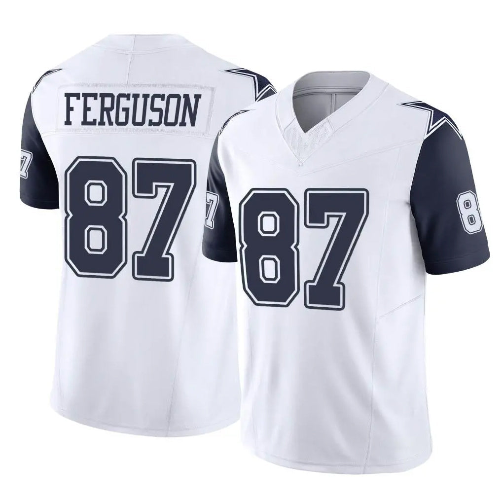 Johmsee D.Cowboys #87 Jake Ferguson Player White-Navy Limited Vapor F.U.S.E. Home Game Stitched Jerseys