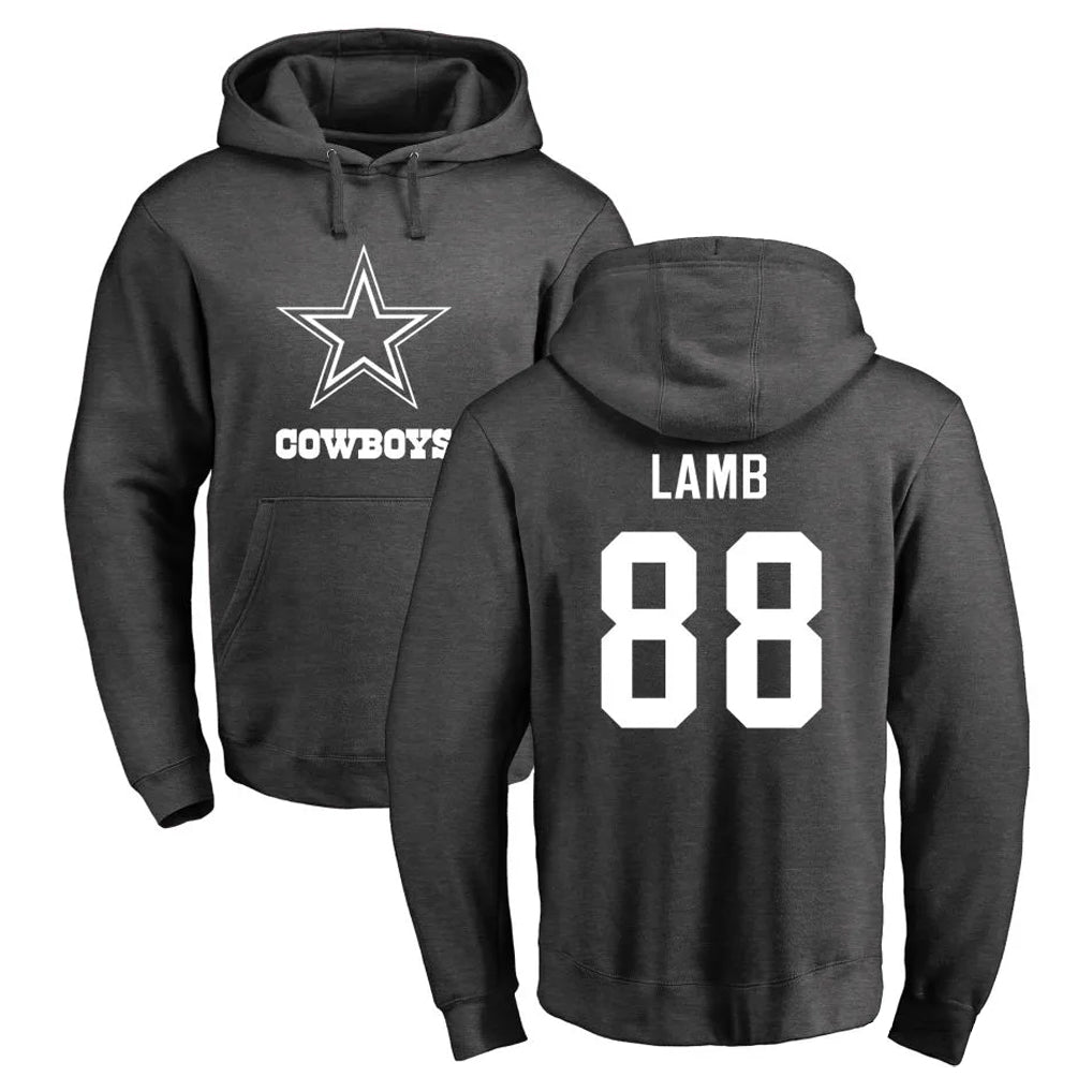 Johmsee D.Cowboys #88 CeeDee Lamb Player Ash One Color Pullover Hoodie Limited Stitched Jerseys
