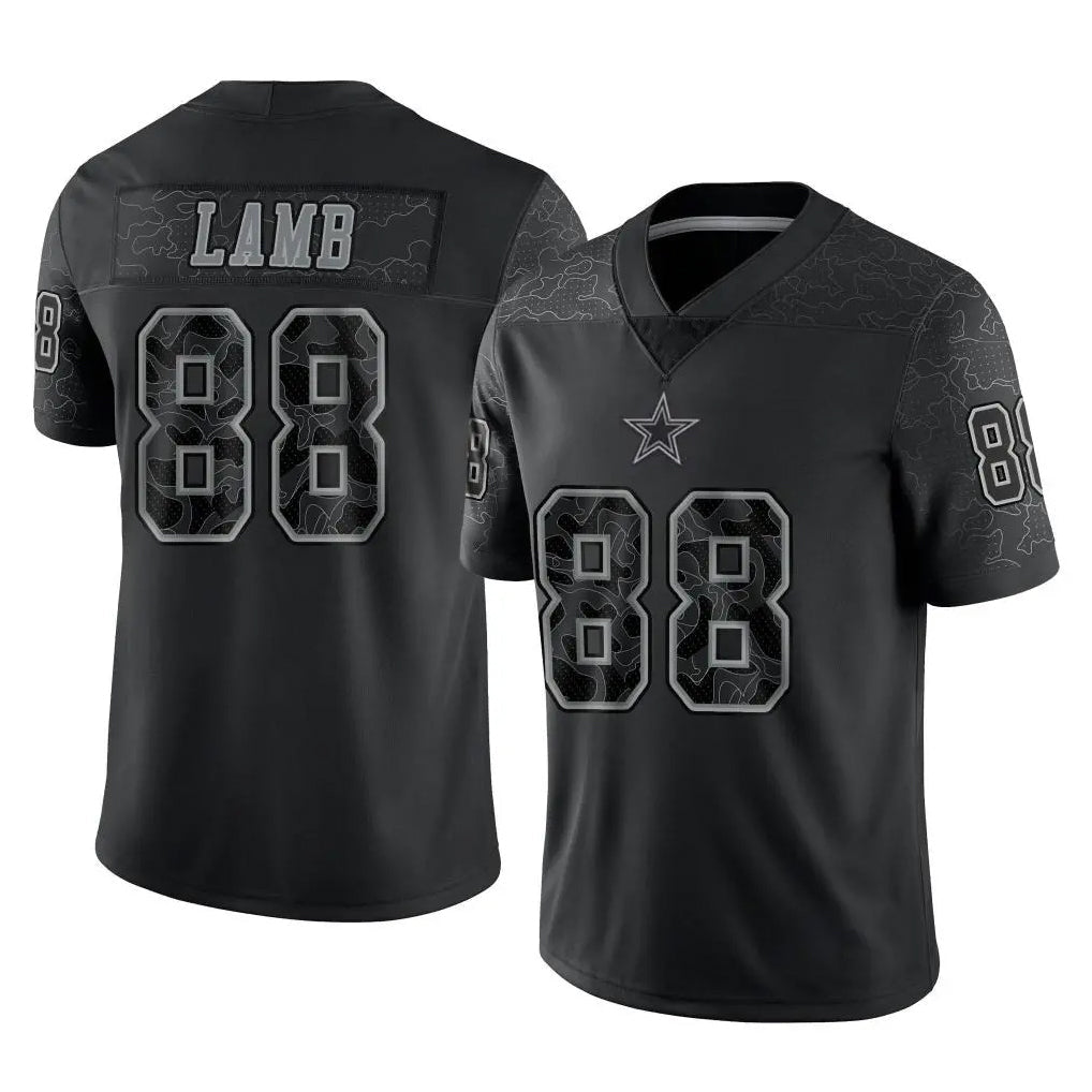 Johmsee D.Cowboys #88 CeeDee Lamb Player Black Limited Reflective Home Game Stitched Jerseys