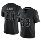 Johmsee D.Cowboys #88 CeeDee Lamb Player Black Limited Reflective Home Game Stitched Jerseys
