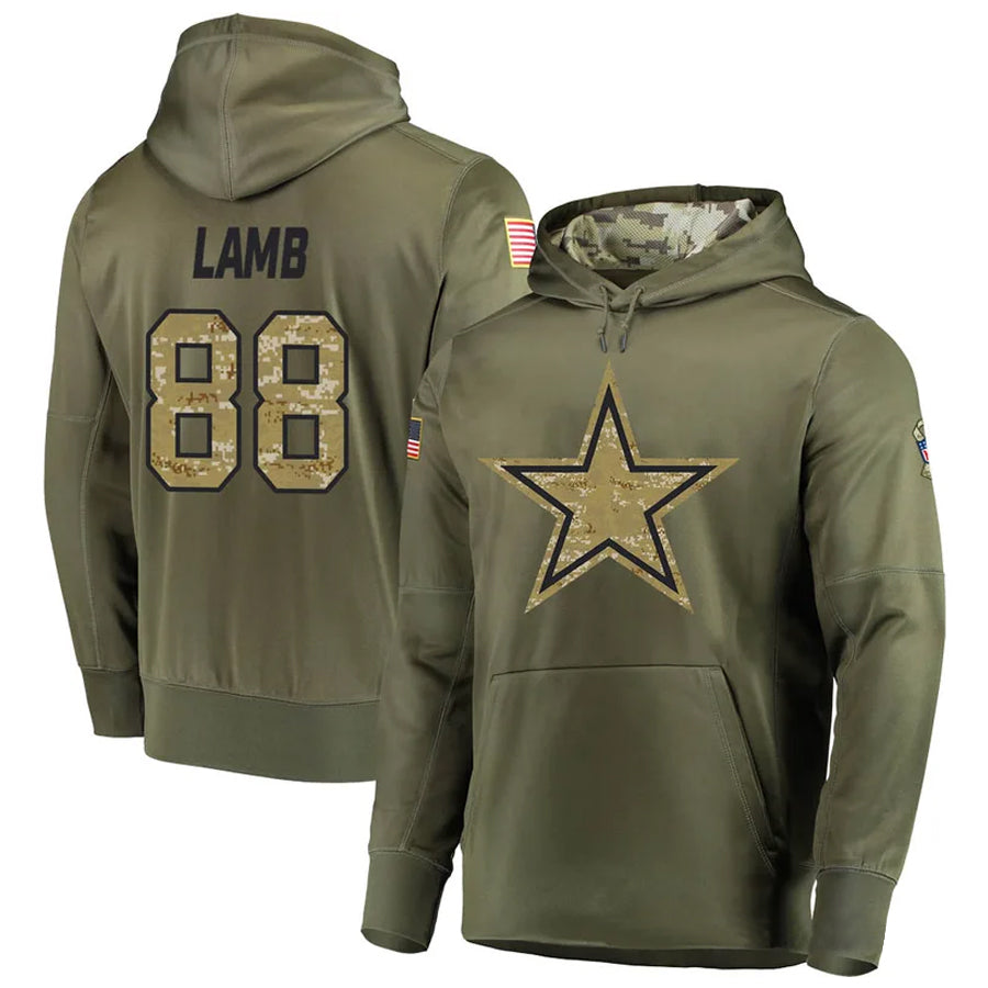 Johmsee D.Cowboys #88 CeeDee Lamb Player Salute to Service Pullover Hoodie Game Stitched Jerseys