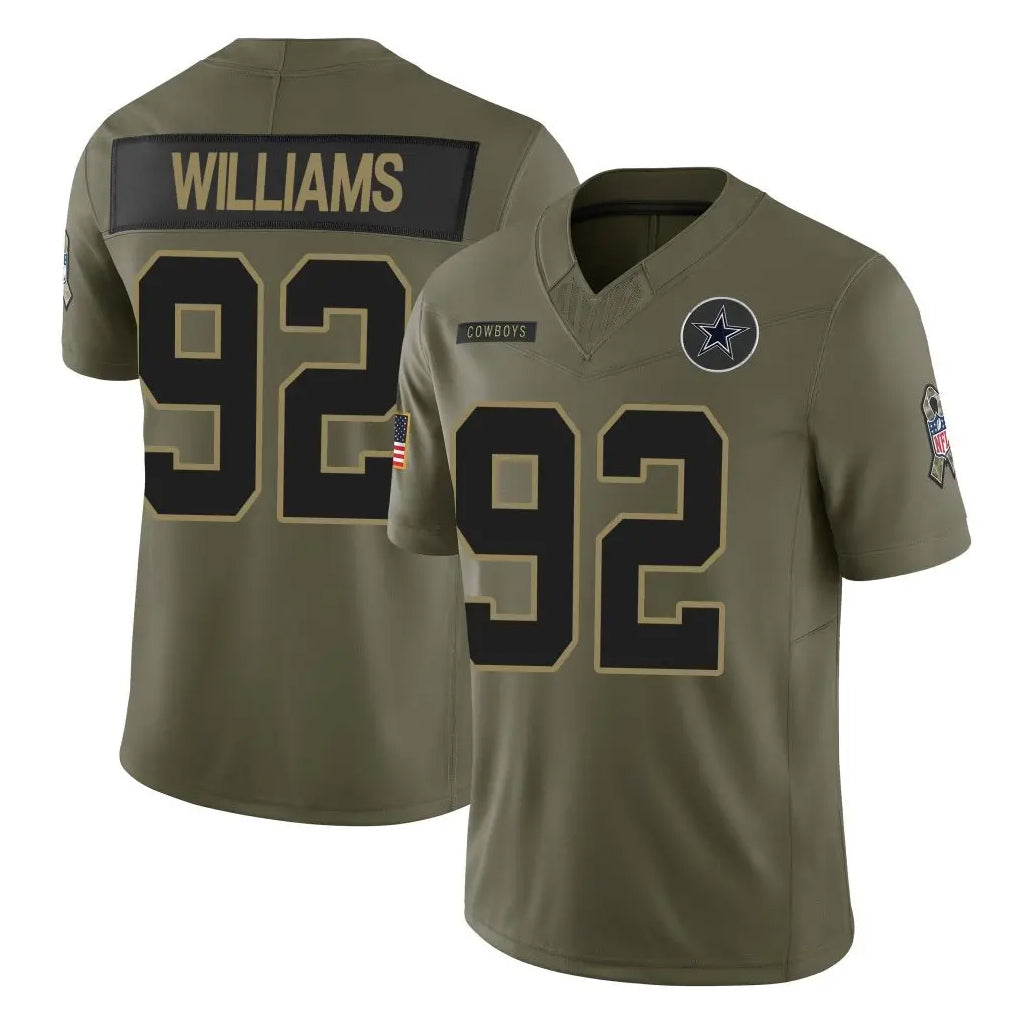 Johmsee D.Cowboys #92 Quinnen Williams Player Olive 2025 Salute to Service Limited Home Game Stitched Jerseys