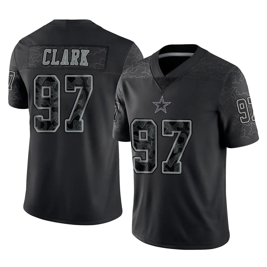 Johmsee D.Cowboys #97 Kenny Clark Player Black Limited Reflective Home Game Stitched Jerseys