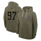 Johmsee D.Cowboys #97 Kenny Clark Player Olive Salute to Service Pullover Hoodies Limited Stitched Jerseys