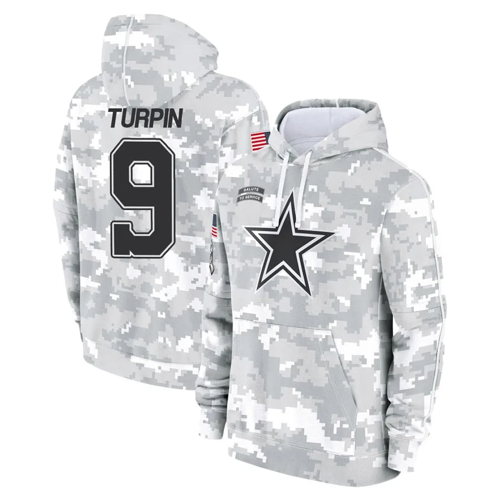 Johmsee D.Cowboys #9 KaVontae Turpin Player Arctic Camo Salute to Service Hoodies Limited Game Stitched Jerseys