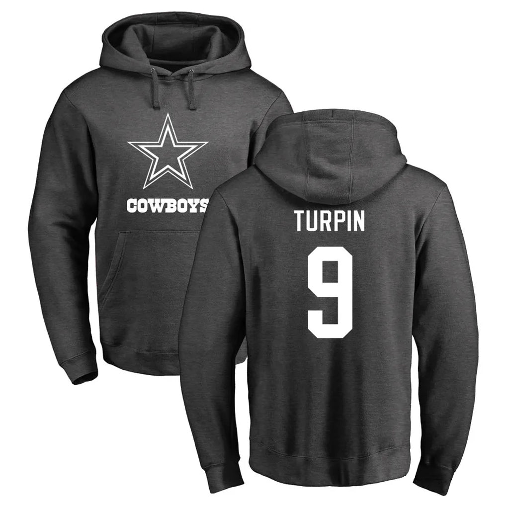 Johmsee D.Cowboys #9 KaVontae Turpin Player Ash One Color Pullover Hoodie Limited Stitched Jerseys