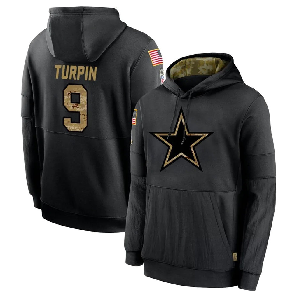 Johmsee D.Cowboys #9 KaVontae Turpin Player Black Salute to Service Pullover Hoodies Limited Stitched Jerseys
