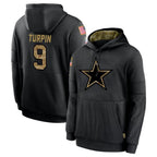 Johmsee D.Cowboys #9 KaVontae Turpin Player Black Salute to Service Pullover Hoodies Limited Stitched Jerseys