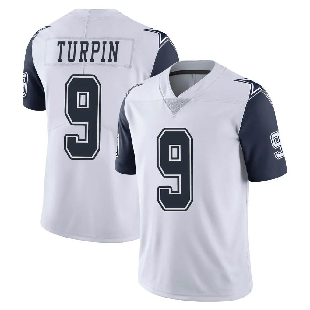 Johmsee D.Cowboys #9 KaVontae Turpin Player White-Navy Limited Color Rush Vapor Untouchable Home Game Stitched Jerseys