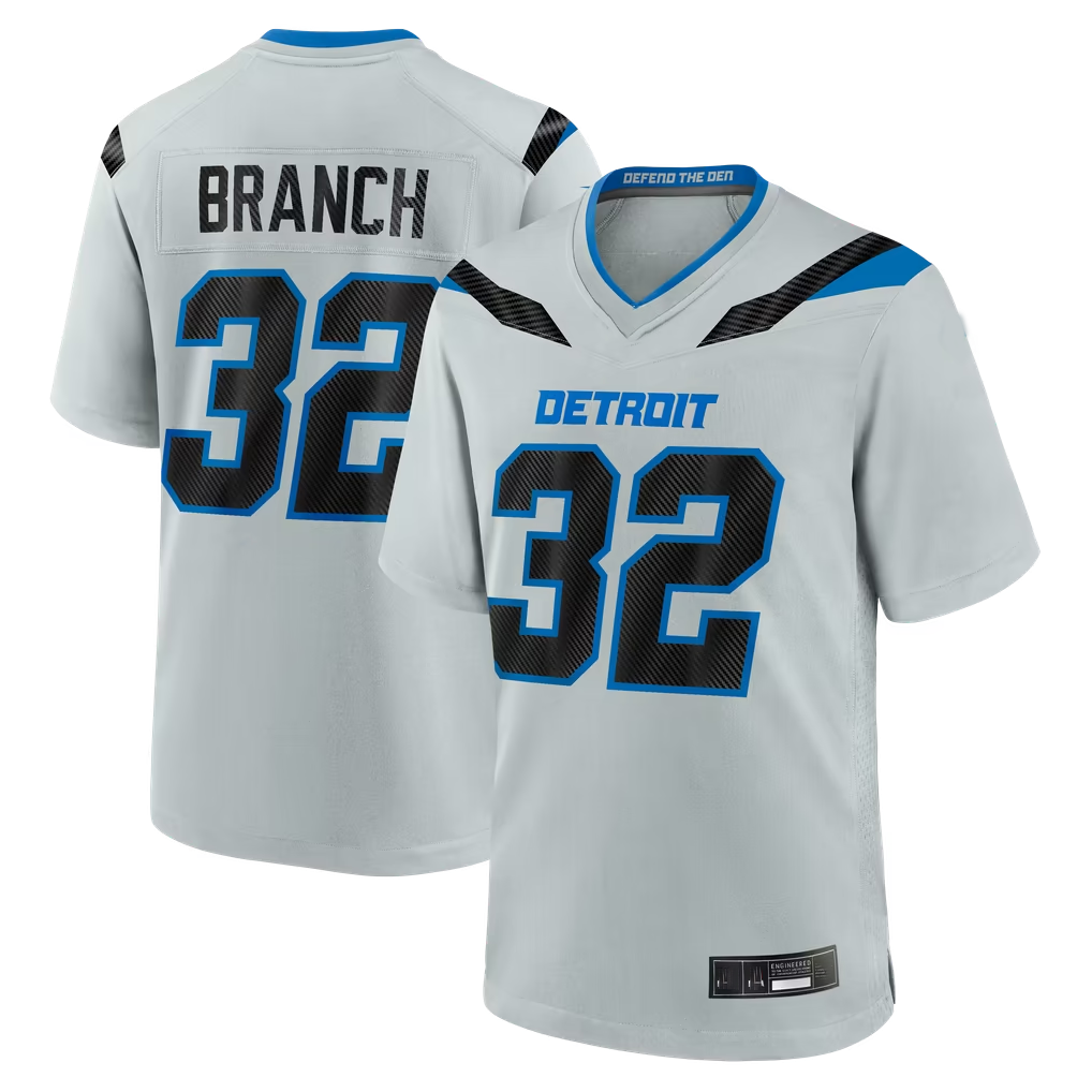Johmsee D.Lions #32 Brian Branch Silver 2026 Rivalries Collection Game Stitched Jerseys
