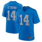 Johmsee D.Lions Alternate Game Stitched Jerseys Throwback - Blue - #14 Amon-Ra St. Brown Player