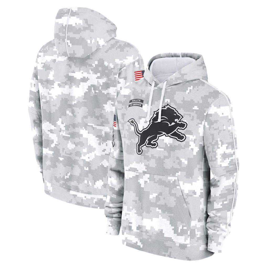 Johmsee D.Lions Arctic Camo Salute to Service Hoodies Limited Game Blank Player Stitched Jerseys