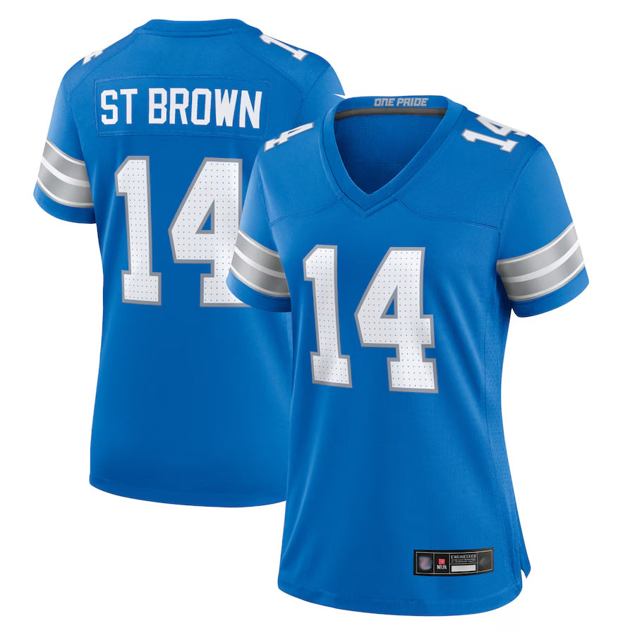 Johmsee D.Lions Home Game Stitched Jerseys - Blue - #14 Amon-Ra St. Brown Player