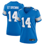 Johmsee D.Lions Home Game Stitched Jerseys - Blue - #14 Amon-Ra St. Brown Player