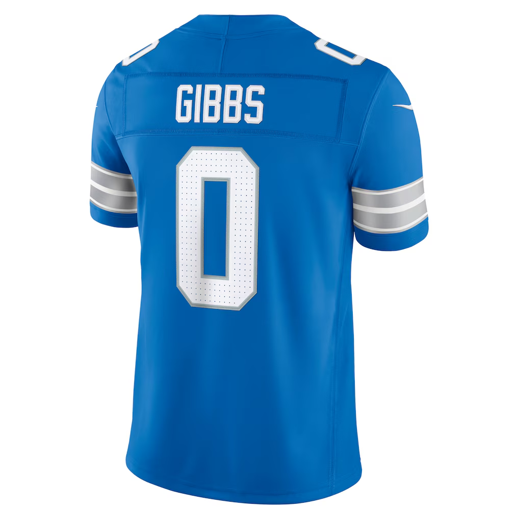 Johmsee D.Lions #0 Jahmyr Gibbs Blue Team Vapor F.U.S.E. Stitched Limited Jerseys