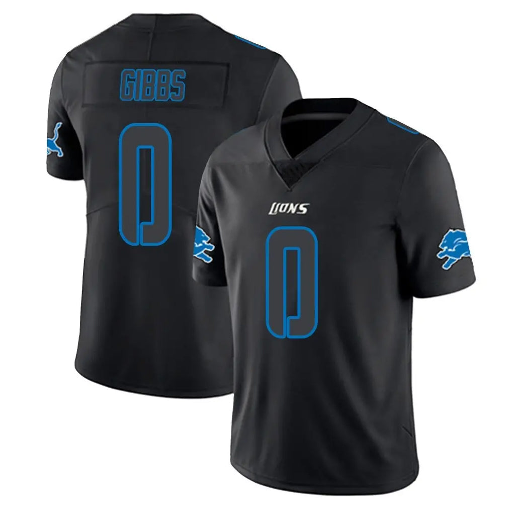 Johmsee D.Lions #0 Jahmyr Gibbs Player Black Impact Limited Home Game Stitched Jerseys