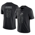 Johmsee D.Lions #0 Jahmyr Gibbs Player Black REFLECTIVE Limited Stitched Jerseys