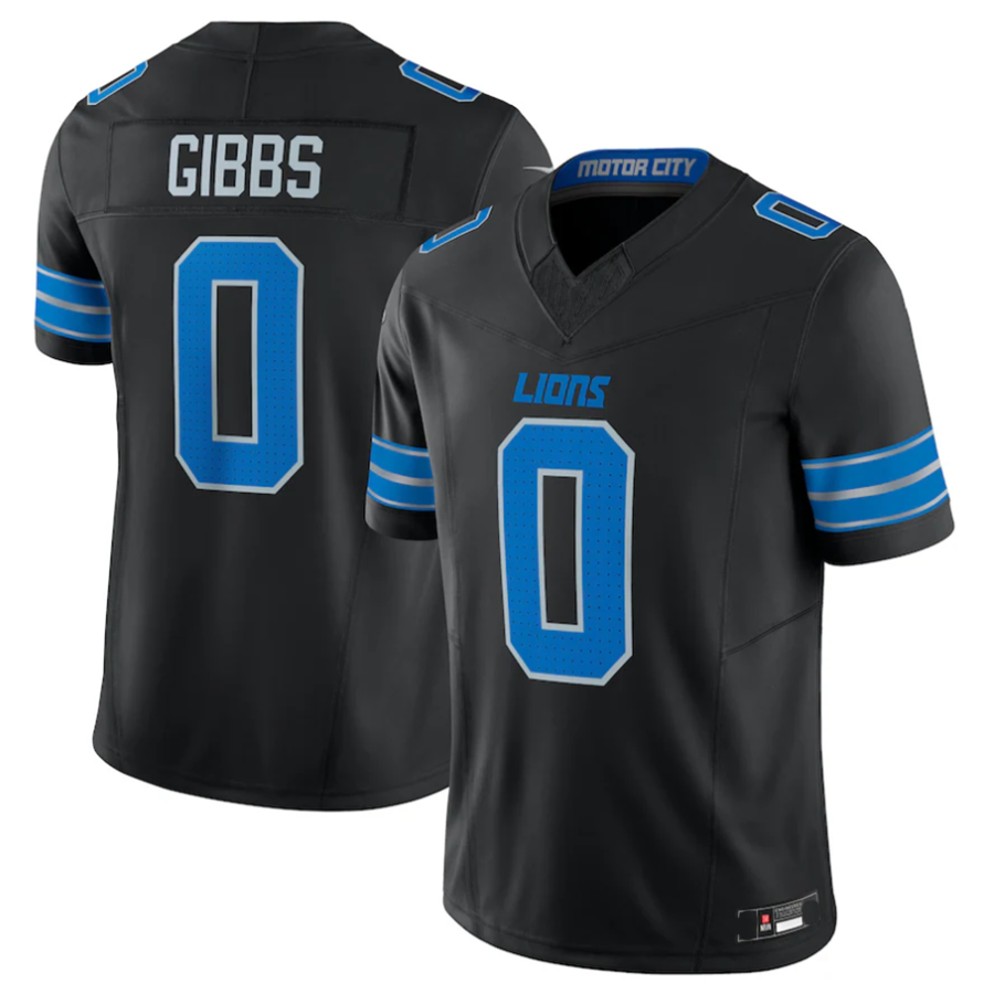 Johmsee D.Lions #0 Jahmyr Gibbs Player Black Vapor F.U.S.E. Limited Replica Stitched Jerseys