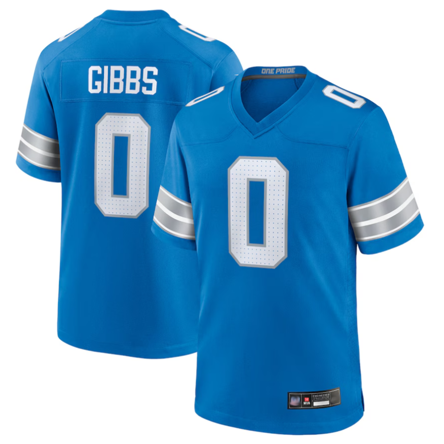 Johmsee D.Lions #0 Jahmyr Gibbs Player Blue Replica Game Stitched Jerseys