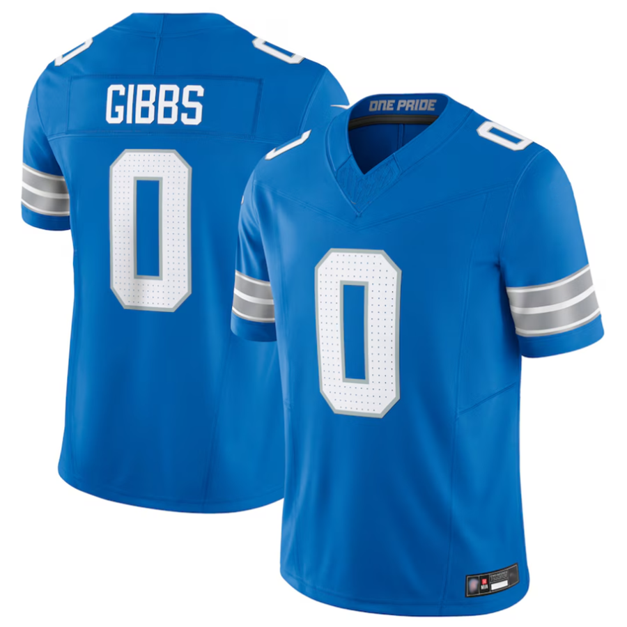 Johmsee D.Lions #0 Jahmyr Gibbs Player Blue Vapor F.U.S.E. Limited Replica Stitched Jerseys