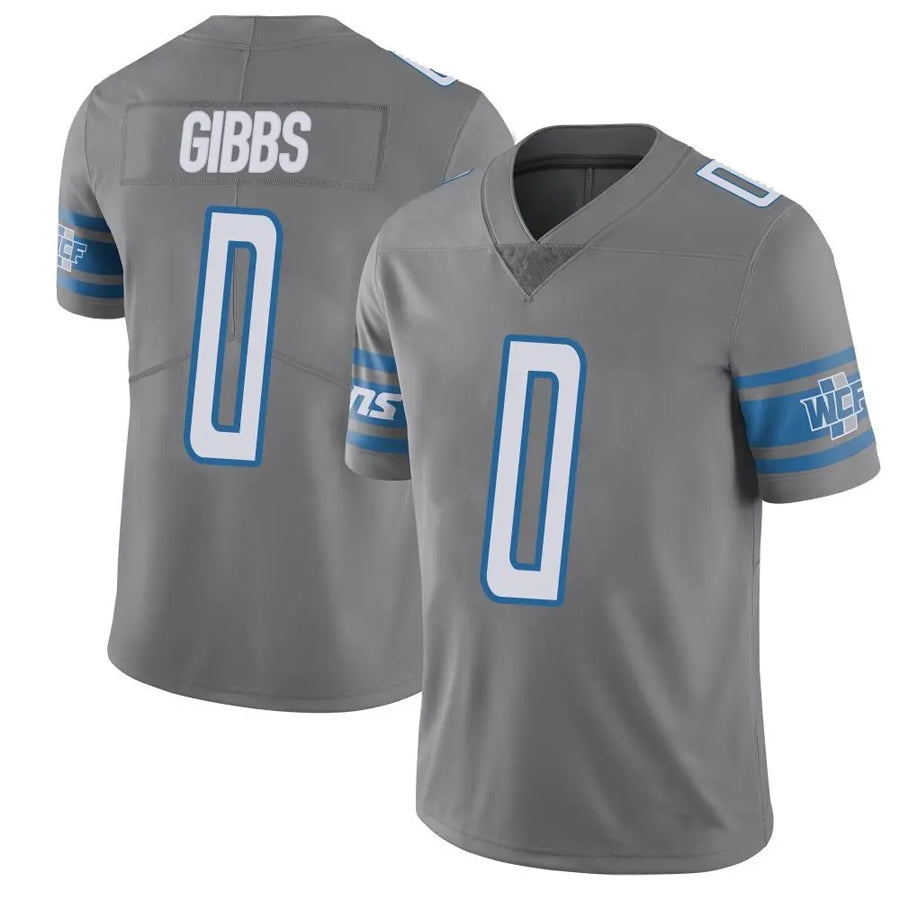 Johmsee D.Lions #0 Jahmyr Gibbs Player Gray Vapor F.U.S.E. Limited Stitched Jerseys