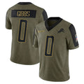 Johmsee D.Lions #0 Jahmyr Gibbs Player Salute To Service Olive Stitched Jerseys