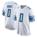 Johmsee D.Lions #0 Jahmyr Gibbs Player White Home Game Stitched Jerseys