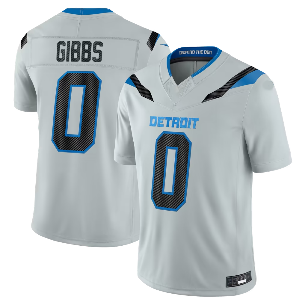 Johmsee D.Lions #0 Jahmyr Gibbs Silver 2026 Rivalries Collection Limited Stitched Jerseys