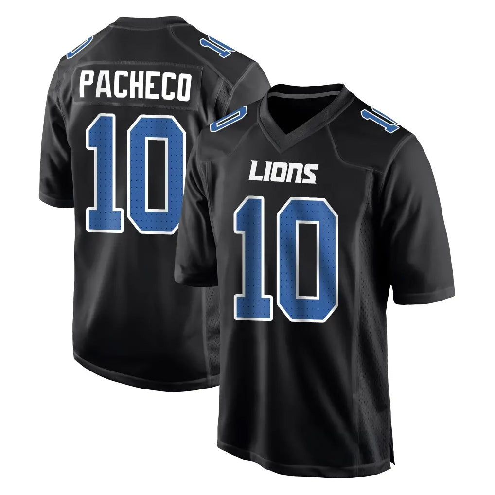 Johmsee D.Lions #10 Isiah Pacheco Player Black Fashion Home Game Stitched Jerseys