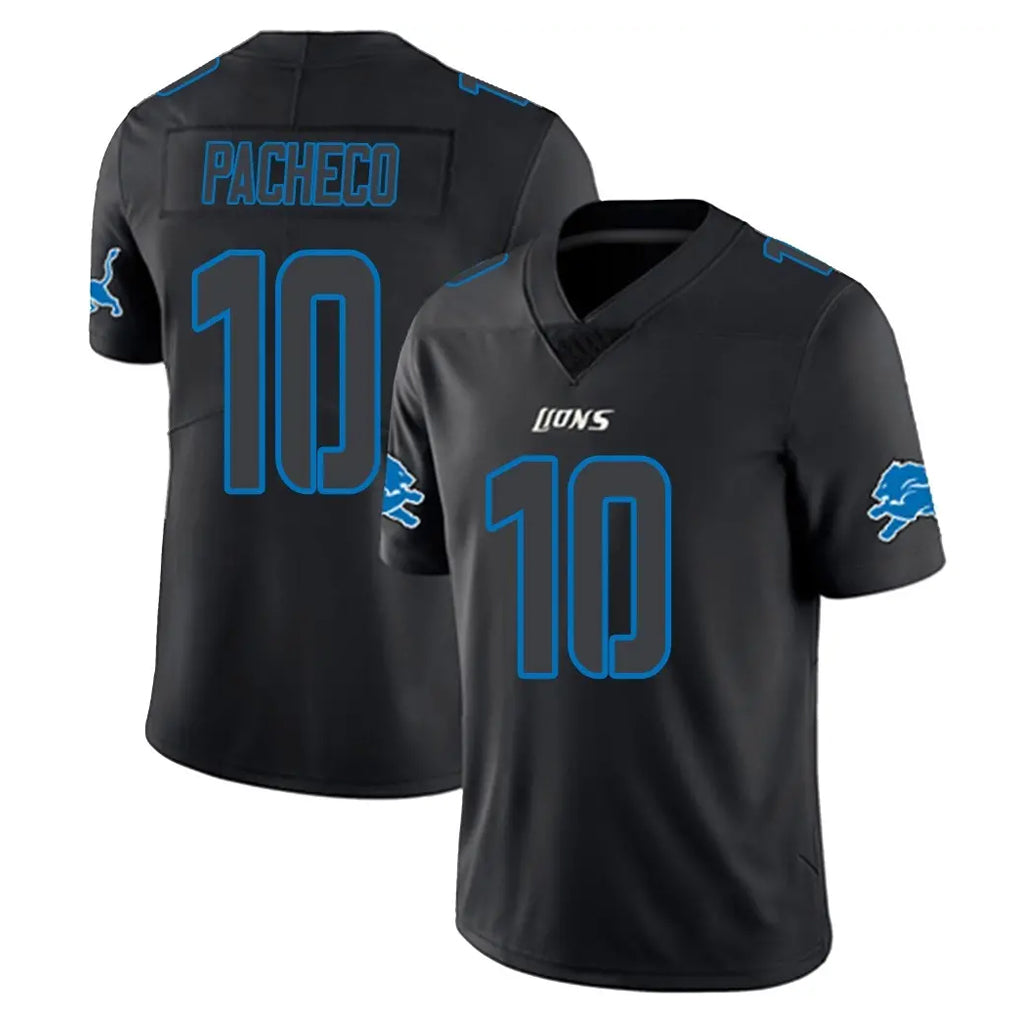 Johmsee D.Lions #10 Isiah Pacheco Player Black Impact Limited Home Game Stitched Jerseys
