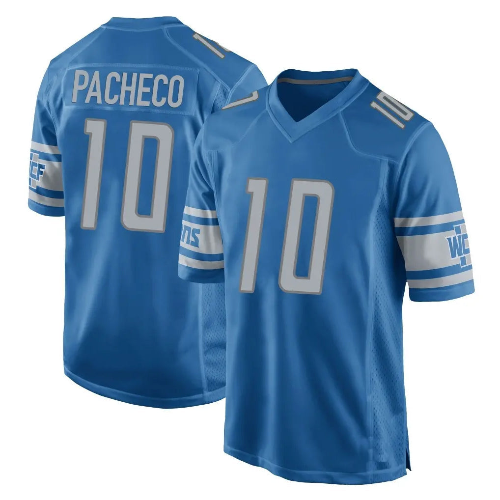 Johmsee D.Lions #10 Isiah Pacheco Player Blue Home Game Stitched Jerseys