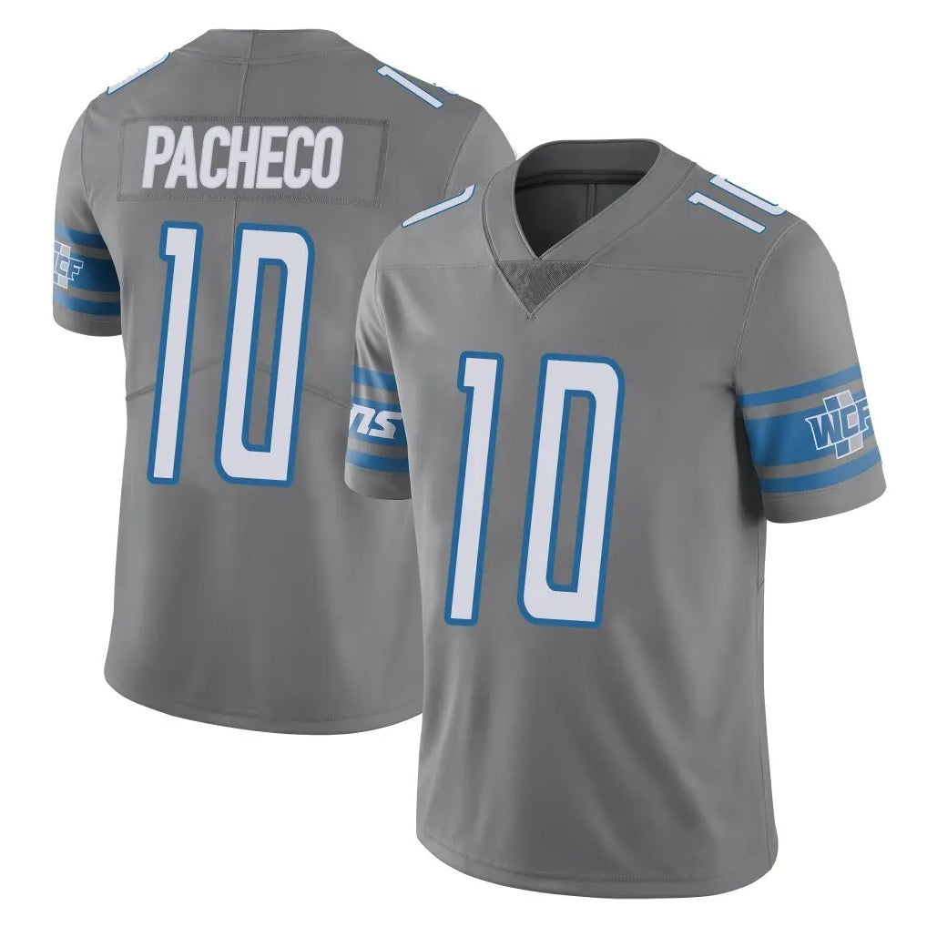 Johmsee D.Lions #10 Isiah Pacheco Player Gray Vapor Untouchable Limited Home Game Stitched Jerseys