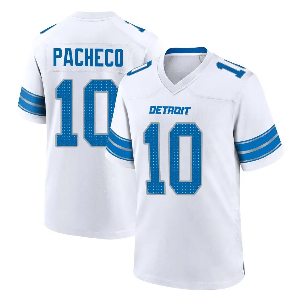 Johmsee D.Lions #10 Isiah Pacheco Player White Alternate Home Game Stitched Jerseys