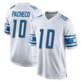Johmsee D.Lions #10 Isiah Pacheco Player White Home Game Stitched Jerseys