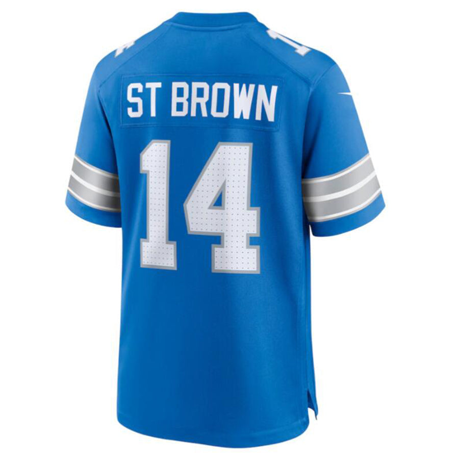 Johmsee D.Lions #14 Amon-Ra St. Brown Blue Game Jersey American Stitched Jersey