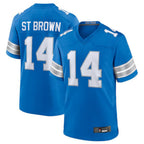 Johmsee D.Lions #14 Amon-Ra St. Brown Blue Game Jersey American Stitched Jerseys