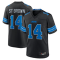 Johmsee D.Lions #14 Amon-Ra St. Brown Player Black Game Stitched Jerseys
