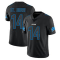 Johmsee D.Lions #14 Amon-Ra St. Brown Player Black Impact Limited Home Game Stitched Jerseys