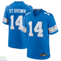 Johmsee D.Lions #14 Amon-Ra St. Brown Player Blue Game Stitched Jerseys