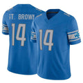 Johmsee D.Lions #14 Amon-Ra St. Brown Player Blue Vapor F.U.S.E. Limited Home Game Stitched Jerseys