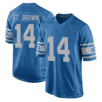 Johmsee D.Lions #14 Amon-Ra St. Brown Player Blue Vapor Untouchable Throwback Game Stitched Jerseys