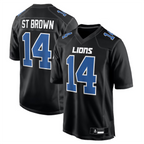 Johmsee D.Lions #14 Amon-Ra St. Brown Player Carbon Black Fashion Stitched Jerseys