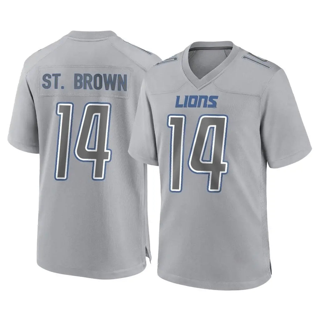 Johmsee D.Lions #14 Amon-Ra St. Brown Player Gray Atmosphere Fashion Home Game Stitched Jerseys
