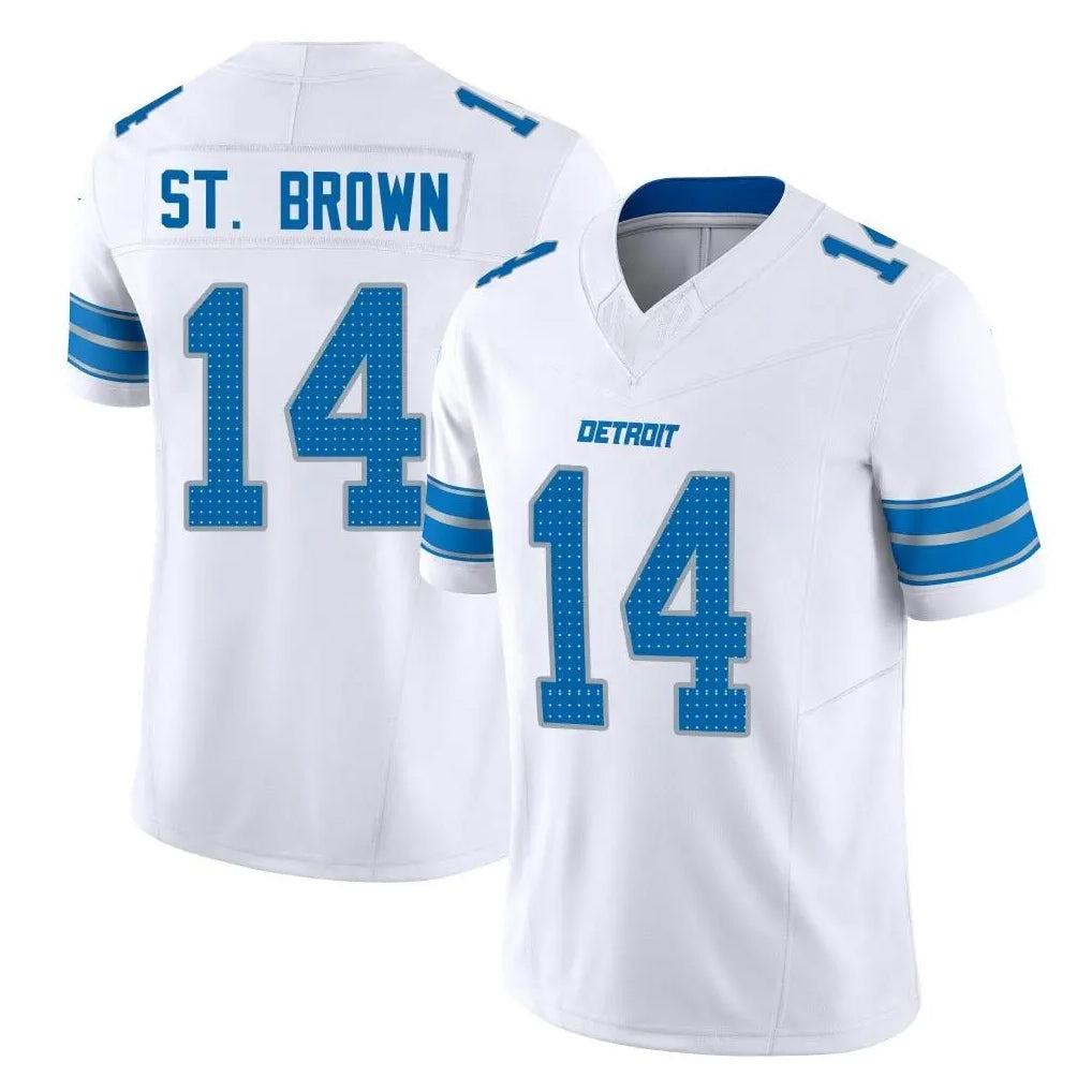 Johmsee D.Lions #14 Amon-Ra St. Brown Player White Limited Vapor F.U.S.E. Alternate Home Game Stitched Jerseys